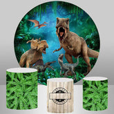 Aperturee Circle Jungle Dinosaur Birthday Party Backdrop For Boy